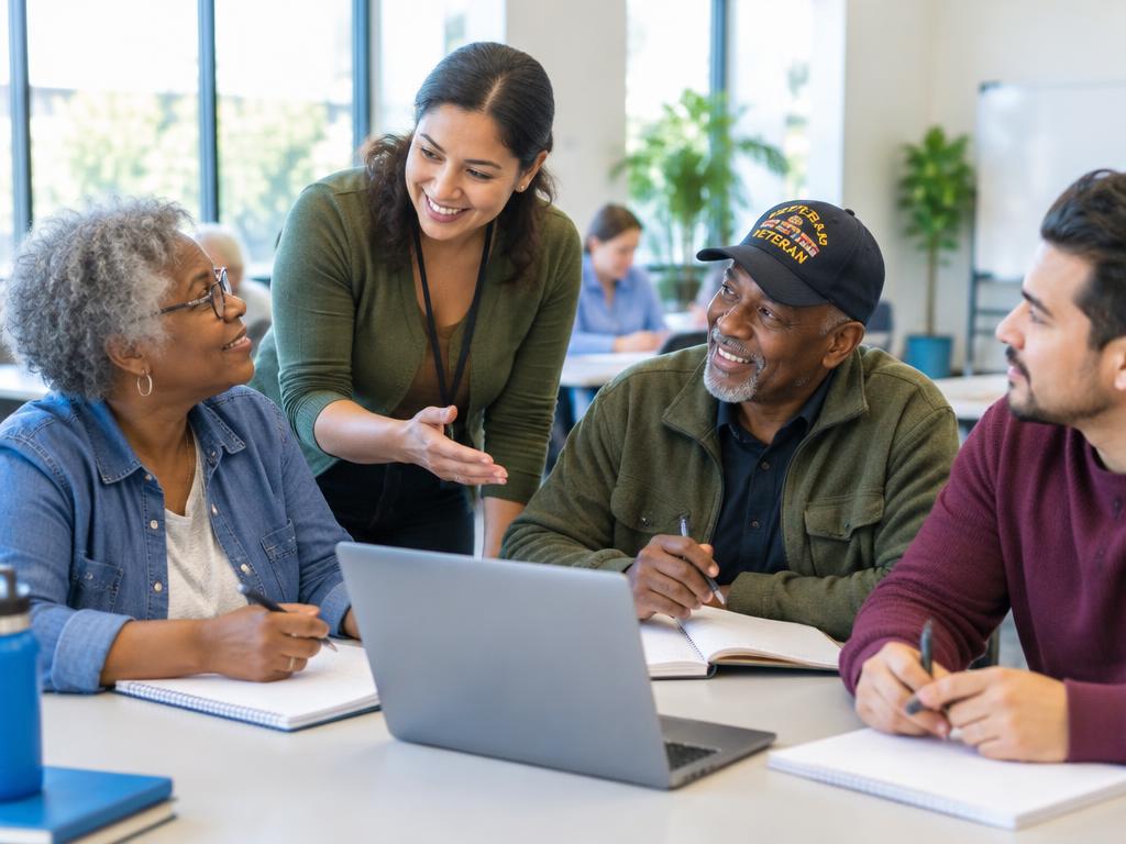 Adults learning together in a community classroom